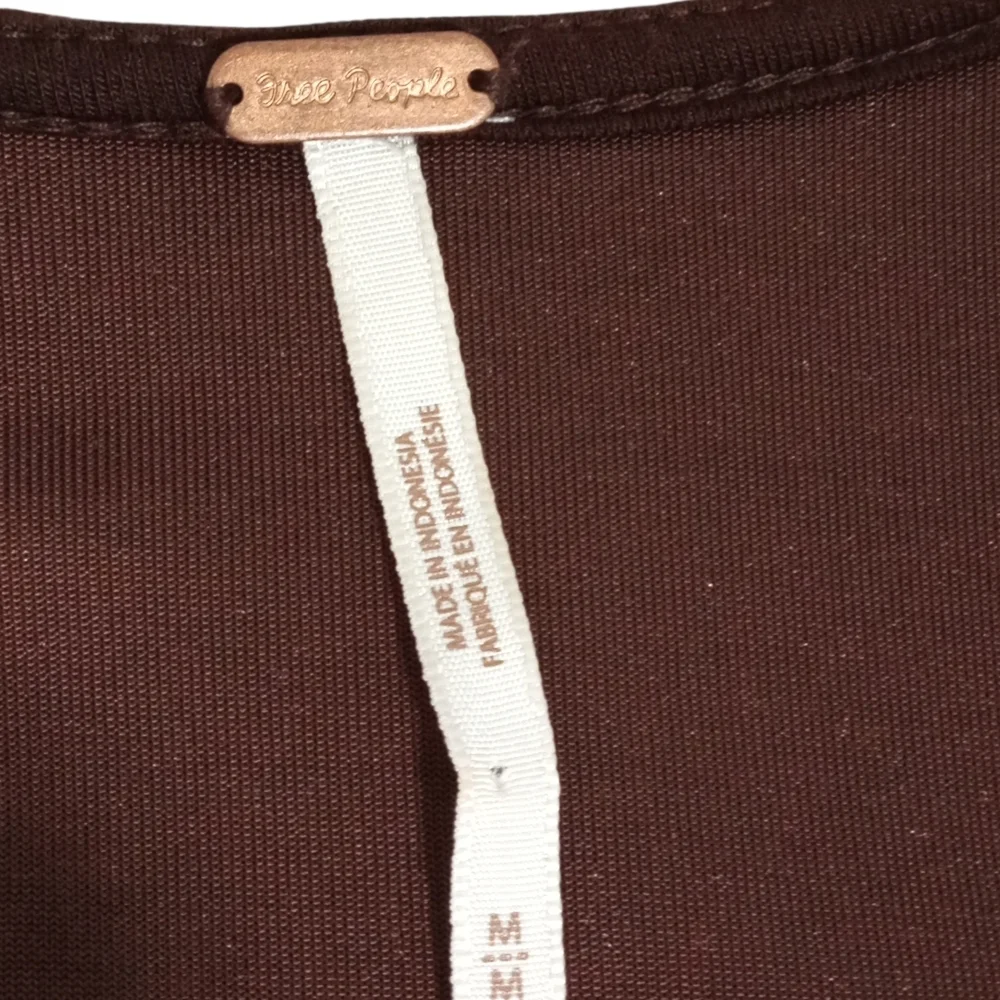Free People Chocolate Brown Velvet Puff Sleeve Square Neck Corset Top Sz Medium